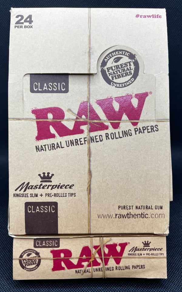 RAW CLASSIC MASTERPIECE K/S SLIM + PRE ROLLED TIPS INDIVIDUAL