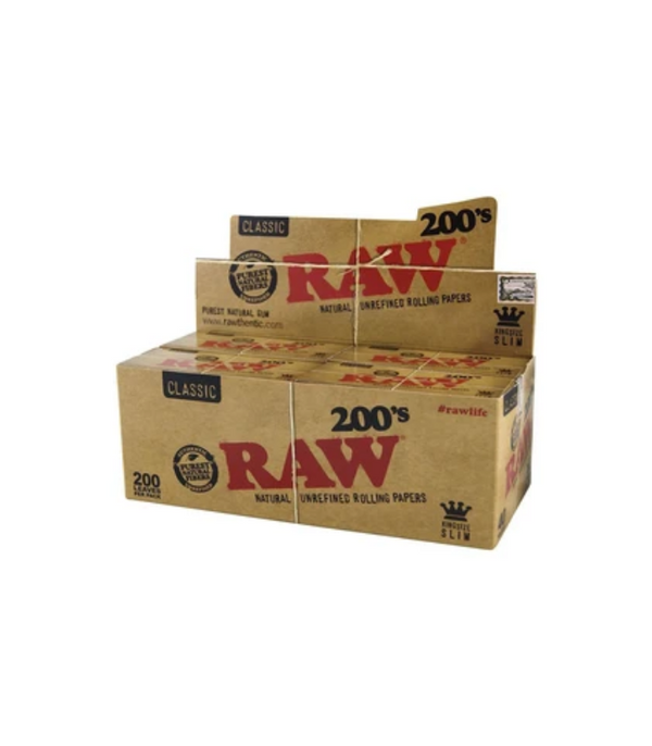 RAW CLASSIC KINGSIZE SLIM 200'S 200 LEAVES INDIVIDUAL