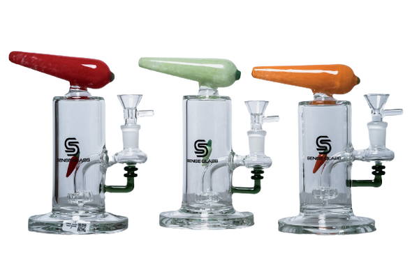 WPVC179 SENSE GLASS WATERPIPE 6" CARROT W/ MATRIX PERC ASORTED COLORS